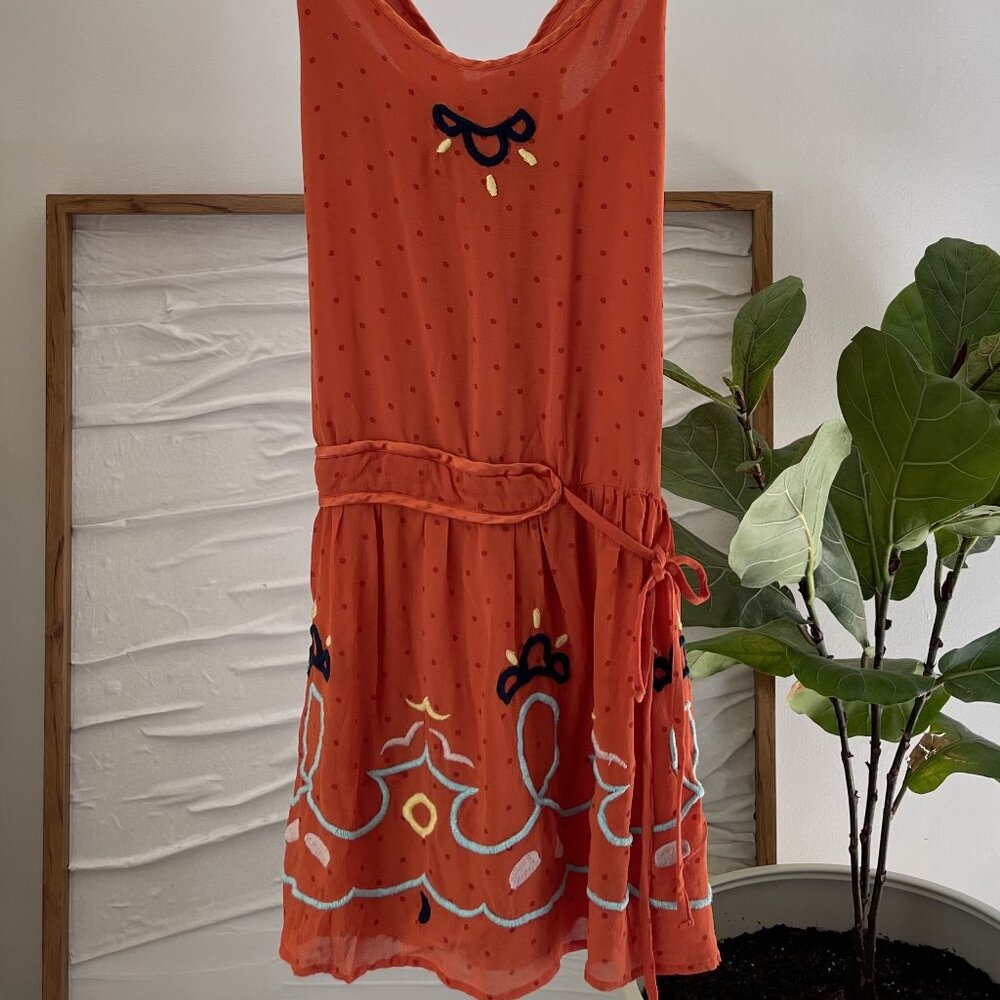 Women's Vintage KILLAH Miss Sixty Dress Size XS 100% Silk Embroidered Vtg